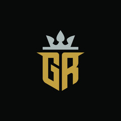 Initial Letter GR with Shield King Logo Design