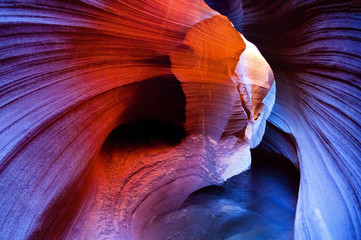 Antelope Canyon, lights and colors on the rocks, Arizona, Usa