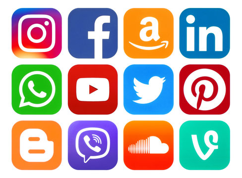Rounded icons of social media