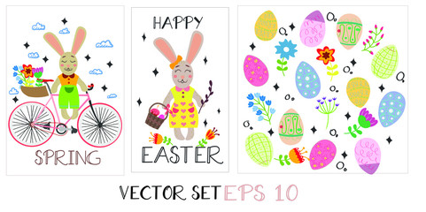 Vector Easter spring set card 