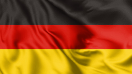 Germany flag blowing in the wind. Background texture. 3d Illustration.