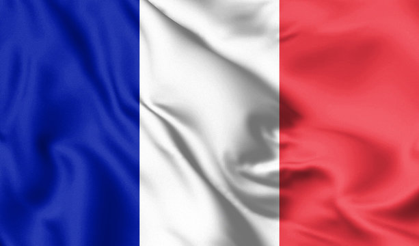 France flag blowing in the wind. Background texture. 3d Illustration.
