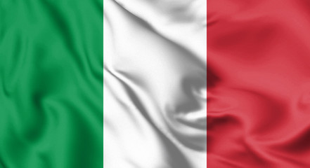 Italy flag blowing in the wind. Background texture. 3d Illustration.