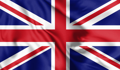 Waving flag of United Kingdom state. 3d Illustration.
