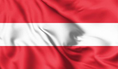 Austria flag blowing in the wind. Background texture. Vienna, Austria. 3d Illustration.