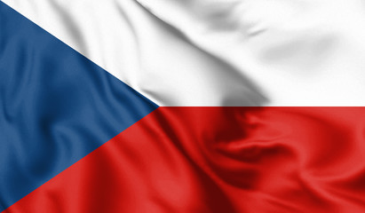 Czech Republic flag blowing in the wind. Background texture. 3d Illustration.