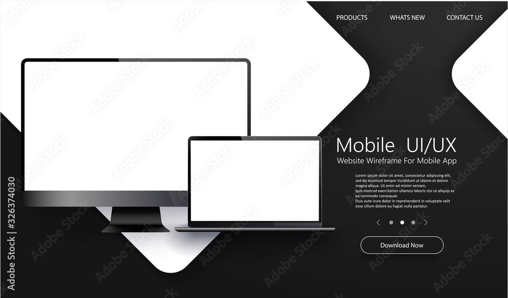 Poster laptop and pc isolated vector. awesome responsive web design development coding concept. gadget illu