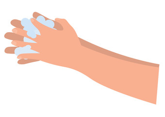 指の間を洗う手のイラスト