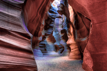 Beautiful view inside Antelepoe Canyon, colors and lights