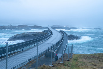 atlantic ocean road in stormy weather