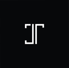 Minimal elegant monogram art logo. Outstanding professional trendy awesome artistic JT TJ initial based Alphabet icon logo. Premium Business logo White color on black background