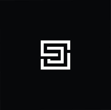 Minimal elegant monogram art logo. Outstanding professional trendy awesome artistic SJ JS initial based Alphabet icon logo. Premium Business logo White color on black background