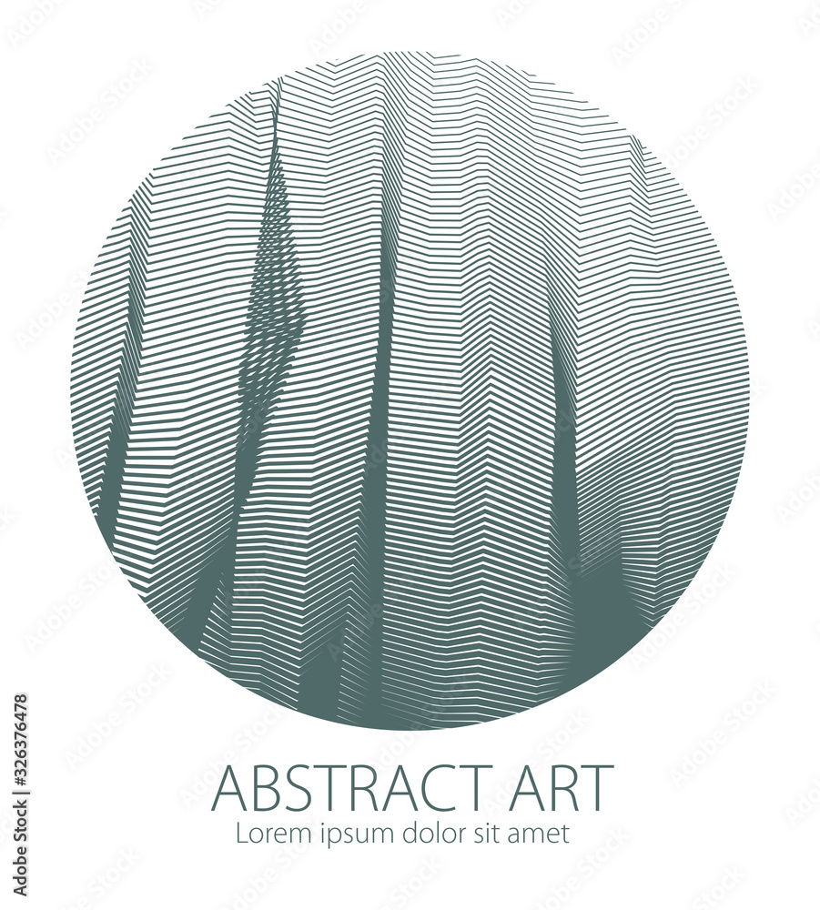 Aufkleber design artistic element of great lines surface texture in a shape of circle. vector abstract 3d pers