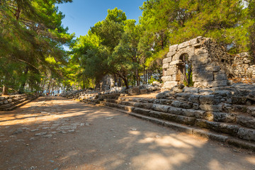Naklejka premium Ruins of the ancient Phaselis city in Antalya province. Turkey