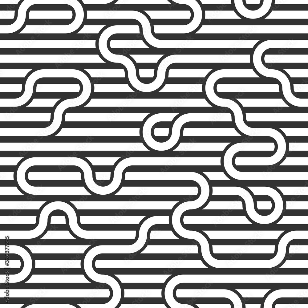 Poster seamless linear vector geometric minimalistic pattern, abstract lines tiling background, stripy weav