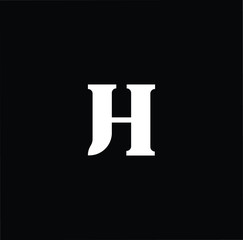 Minimal elegant monogram art logo. Outstanding professional trendy awesome artistic JH HJ initial based Alphabet icon logo. Premium Business logo White color on black background
