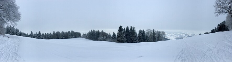 Vista panoramica de un paisaje nevado en los alpes suizos