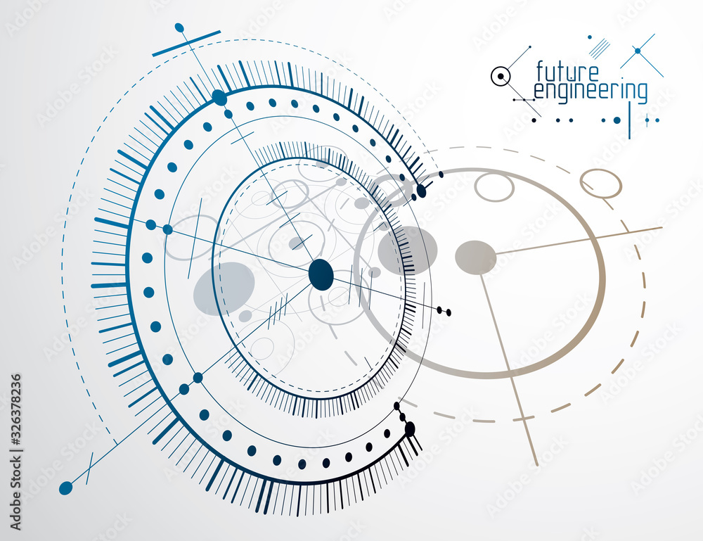 Poster vector industrial and engineering background, future technical plan. abstract blueprint of mechanism