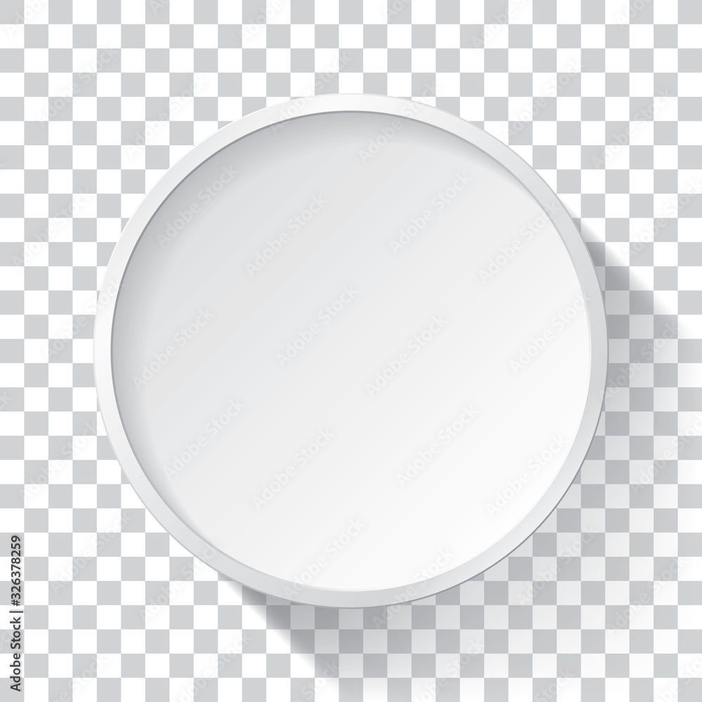 Poster realistic empty round white frame on transparent background, border for your creative project, mock-