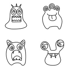  Monster Faces Doodle Icons Pack