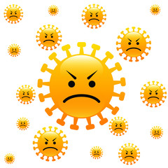 pathogen respiratory coronavirus. anti-virus, single virus image. Angry corona virus face.