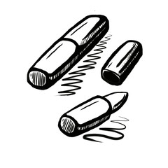 linear drawing black marker lipstick