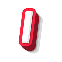 3D bold funny letter I, heavy type for modern super hero monogram, prize logo, comic graphic, fun and cool poster and education game. Extrude style vector typography design