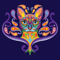 Colorful zentangle cat 2