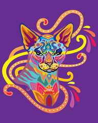 Colorful zentangle cat 8