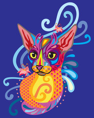 Colorful zentangle cat 9