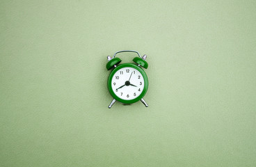Old alarm clock top view. Time concept