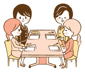 ビジネス　会議　ミーティング　ビジネスシーン　イラスト