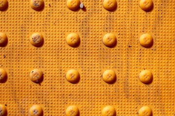 A close view of the bright yellow pointed mat.