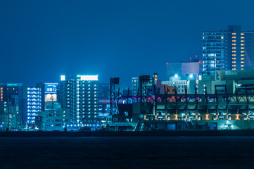 関門海峡対岸から見る北九州都市夜景【福岡県】