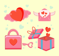 set of gift boxes with bows and ribbons