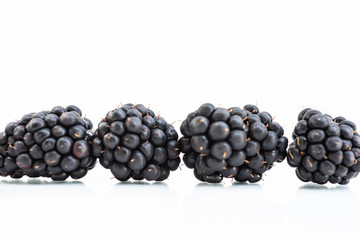 Close up blackberry on white background.