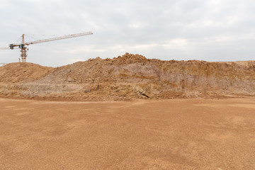 Earthwork stacked on construction site
