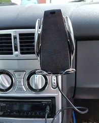 Car interior with cell phone holder