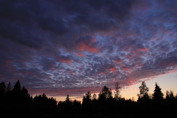 Multi coloured evening sky in Dalsland, Sweden.
