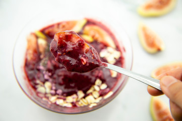 Fresh figs, oats with Acai bowl