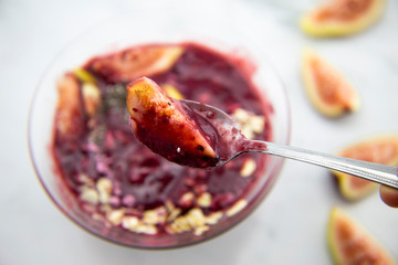 Fresh figs, oats with Acai bowl