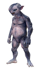 3D Rendering Blue Alien on White