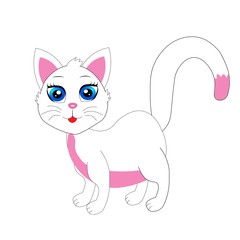 white cat illustration vector nursery decor