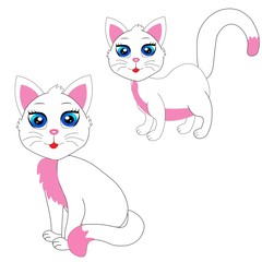 white cat illustration vector nursery decor