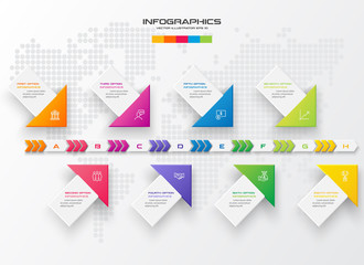 8 steps arrow timeline infographic element,Business concept,Vector illustration.