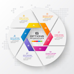 Circle infographic template with 6 options,Vector illustration.