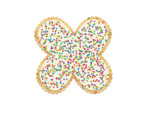 Letter X made of cookie isolated on white background