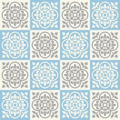 ethnic tile pattern in blue, gray colors