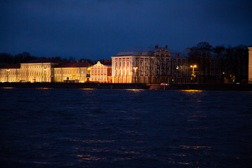 Fototapeta premium Night view of the University Embankment, St. Petersburg, Russia.