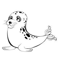 Kawaii seal black and white